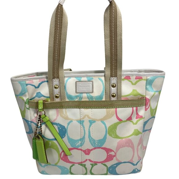 COACH Hampton Pastel Signature Scribble Shoulder Bag Tote 247 w/ 2 Hang Tags - Picture 1 of 16